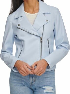 Levi's Light Blue Women's Moto Jacket - Zip Front